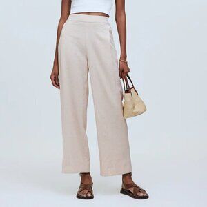 Madewell Pull-On Straight Crop Linen Blend Pants Cream Size 10/L NWT